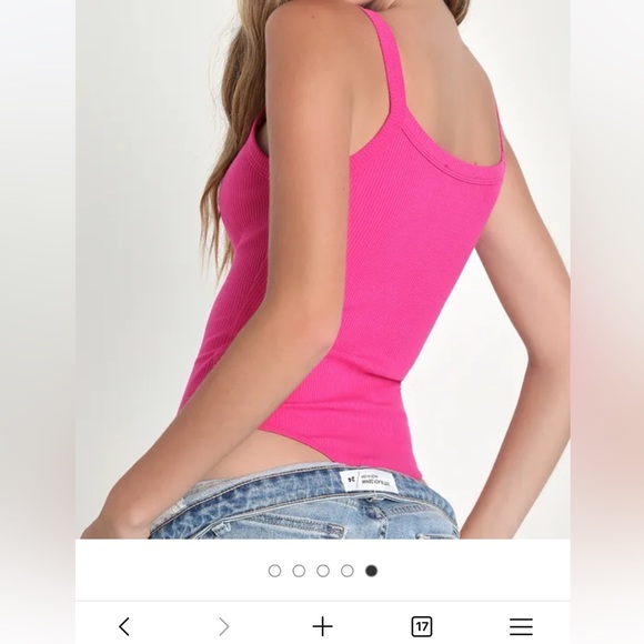 Lulus Cool Charisma Hot Pink Ribbed Cami Bodysuit - Picture 5 of 6